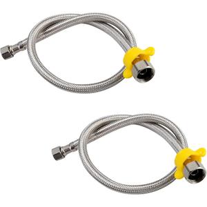 24-Inch Faucet Connector Flexible Hose Stainless Steel Braided Supply Line 1/2" FIP x 3/8" COMP Connects Kitchen sink to Water Supply Pack of 2