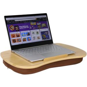 Lap Desk for Laptop with Cushion-Fits up to 17 inch, Bamboo Computer Laptop Stand with Phone Hoder, Anti-Slip Stopper
