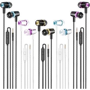 Rayleigh Wired Earbuds 5 Pack, Earbuds Headphones with Microphone, Earphones with Heavy Bass Stereo Noise Blocking, Compatible with iPhone, with iPad and Android Devices, MP3, Fits All 3.5mm Devices