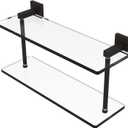 Allied Brass MT-2-16-ORB Montero Collection 16 Inch Two Tiered Glass Shelf, Oil Rubbed Bronze 