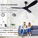 60 Ceiling Fans with Remote Control, No Lights, Modern Reversible DC Motor Indoor Outdoor 3 Blade Ceiling Fan for Patio, Living Room, Bedroom and Farmhouse (Black)