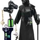 Absolute Vibe Plague Doctor Costume Cloak Robe Halloween Props Medieval Monk Priest Renaissance Cosplay (Black, XS)