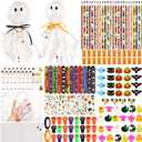 24Pack Halloween Party Favors for Kids, Halloween Classroom Gifts Giant Lollipop Gifts for Birthday Party with Gift Cards, Pencils, Erasers, Stickers, Sharpener for School Exchange Party Gift