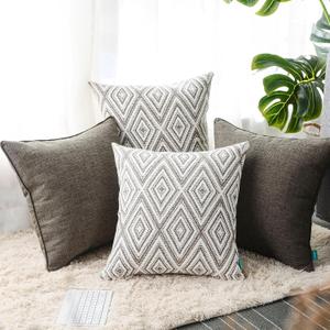 THOHAG Set of 4 Throw Pillow Covers 18 x18 inches, Soft Linen Cushion Covers, Square Decorative Couch Pillows Covers for Sofa Living Room, Natural (18" x 18" (Pack of 4))