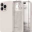 Magnetic for iPhone 15 Pro Case, Compatible with MagSafe, [Full Camera Protection][Screen Protector] Silicone Shockproof Protective Phone Case for iPhone 15 Pro 6.1", Stone