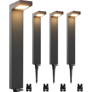 SUNVIE Low Voltage Pathway Lights Wired 3000K 5W LED Outdoor Landscape Lighting with Connectors Cast-Aluminum Waterproof Landscape Path Lights Low Voltage for Garden Walkway, 12-24V, AC/DC, 4 Pack