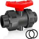 2 inch Union Ball Valve Heavy Duty SCH80 UPVC Full Flow Shut Off Control Valve with Double True Union Slip Socket Connection Full Port, Swimming Pool Plastic Valve, for Water System