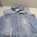 Kedera Womens Denim Jean Vest Classic Junior Button Up Cropped Distressed Sleeveless Jean Jacket (X-Large, Blue)