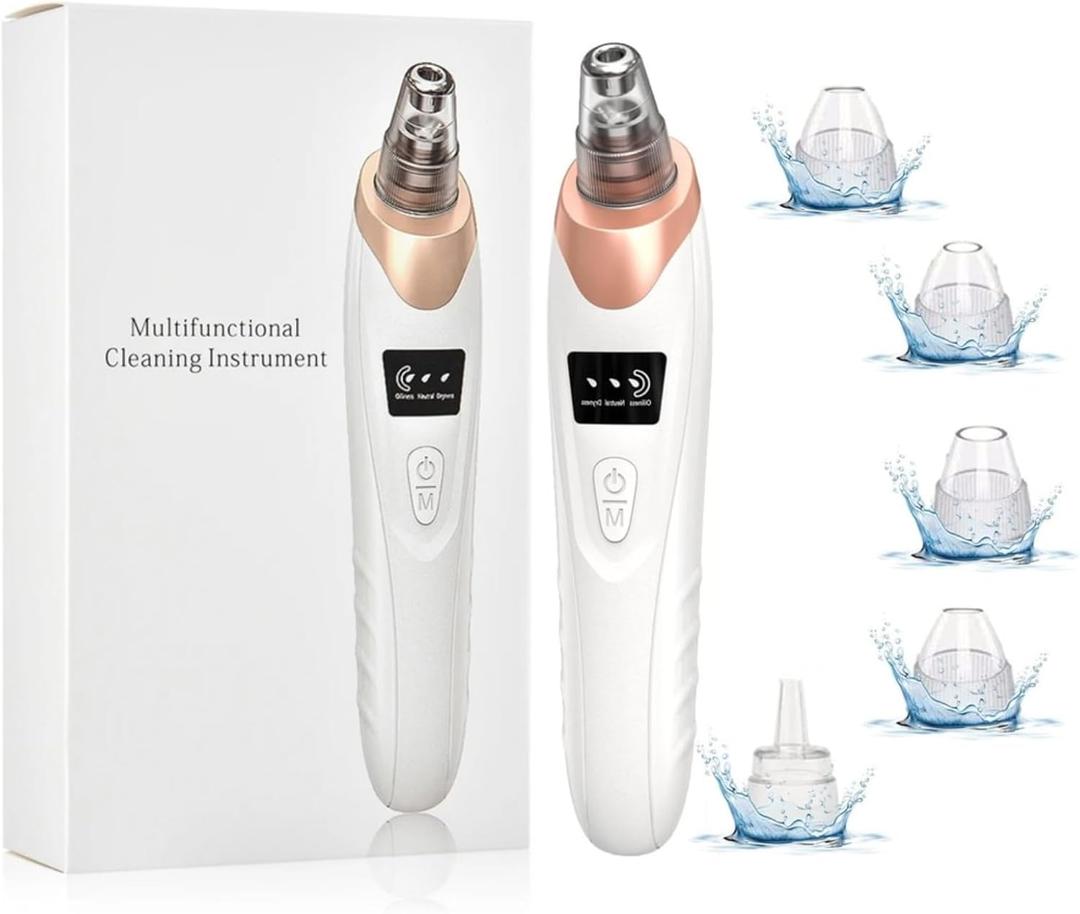 2026 Pore Vacuum, USB Rechargeable Blackhead Remover Vacuum,3 Levels Adjustable Pore Vacuum Blackhead Remover, with 5 Suction Power,6 Probes,Face Vacuum Pore Cleanser for Women & MenGold