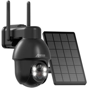 ANRAN 2K Solar Camera Wireless Outdoor, 2.4G WiFi Camera for Home Security Battery-Powered, 360° PTZ, PIR Human Detection, 3MP Color Night Vision, 2-Way Audio, Compatible with Alexa