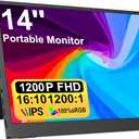 IBW 14" Portable Monitor Touchscreen, 1200P FHD IPS Travel Monitor with Tempered Glass, 10-Point Touch, Dual Speakers & Kickstand, USB-C HDMI External Monitor for Laptop MacBook Phone PS5 Switch