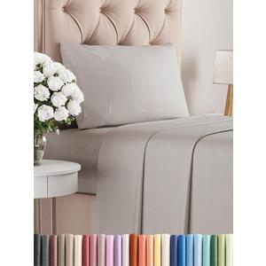 Extra Thick Heavyweight Twin Size 3 Piece Sheet Set – High End Super Luxury Bed Set – Premium Heavyweight Hotel Quality Sheets with Deep Pockets - Easy-Fit - Soft, Warm and Wrinkle Free - Light Grey