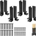 8 pcs Adjustable Deck Post Anchor Base Brackets - Fit 1.5x1.5, 2x2, 2x4, 4x4 Posts - Wood Fence Pergola Kit, Heavy Duty Half Column Black Support Base for Deck Railing