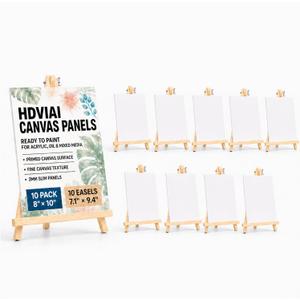 10-Set Canvas Boards with Easels, 8 x 10 Inch, Paint Party Kit