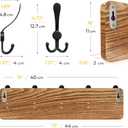 Rustic Coat Rack Wall Mount Solid Pine Wood Wall Coat Rack with 5 Triple Hooks Pre-Assembled Hook Rack 17" Long, 16" Hole to Hole Heavy Duty Wall Mounted Coat Hanger - 2 Pack