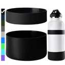 Miracredo 2 PCS Silicone Water Bottle Boot for Hydro Flask Boot, Anti-Slip Bottom Cover with Ring, Boot For Iron Flask, 12oz to 24 oz, Black