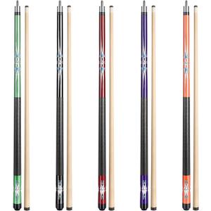 LOTKEY Pool Cue Sticks for Adults,Super Straightened Up 58'' 18 19 20 21oz Billiard Cues Canadian Maple Tacos De Billar Profesional Set of 4/3/2/1 House Bar Pool Que Table Beginner, Green 18, Red 19, Purple 20, Black 20, Orange 21oz