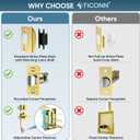 TICONN Double Front Door Handle Set, Heavy Duty Square Door Lever and Single Cylinder Deadbolt Combo for Side by Side Entrance Exterior Doors (Polished Brass)