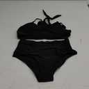 SUUKSESS Women Wrap Bikini Set Push Up High Waisted 2 Piece Swimsuits (4-6, Black)