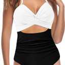 Eomenie Women's One Piece Swimsuit Tummy Control Slimming Bathing Suit Cutout Tie Knot Swimwear M