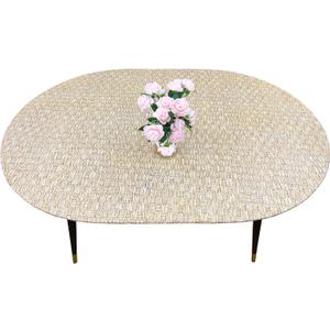 LIBERECOO Oval Fitted Vinyl Tablecloth with Flannel Backing - Fits 48 x 68 Inch Oval Table - Rope Weaving - Elastic Edged for Secure Fit, Waterproof Wipeable Table Cover