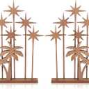 Gerrii Set of 2 Christmas Wooden Nativity Decor Wooden Nativity Set Star Nativity Backdrop Christmas Wood Star Nativity Accessory for Party Bedroom Outdoor Home Decoration