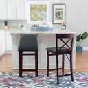 Linon Triena X Back Folding Counter Stool, Brown, 20"D x 17.01"W x 37"H