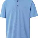 M MAELREG Mens Polo Shirts Short Sleeve Quick Dry Moisture Wicking Athletic Performance Jacquard Collared Golf Shirt for Men (Blue, M)