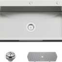 33x19 Inch Drop In Kitchen Sink-Stainless Steel Topmount Modern Single Bowl Kitchen Sink Come With Silicon Mat, Drain Strainer Set Offer Large Basin And Compatibility With Various Kitchen&Bar Style