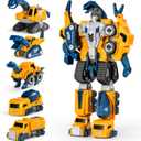 MIEBELY Toddler Robot Construction Vehicles Set  5Pcs Transforming Robots for Kids - Magnetic Toys with Sturdy Connectors  Easy DIY Assembly Function  5-in-1 Educational STEM Toys