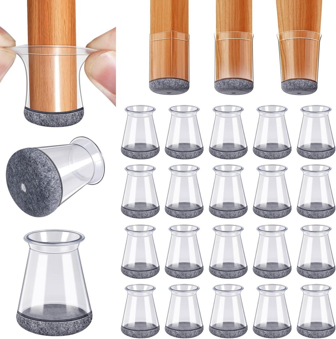BUMACO Chair Leg Floor Protectors Chair Leg Protectors for Hardwood Floors Silicone Pads Covers to Protect Floors Clear-20 Pcs Universal XS (8/16"-15/16")