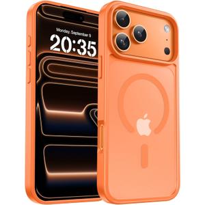 BENTOBEN Magnetic for iPhone 17 Pro Max Case 2025,[Compatible with MagSafe][Military-Grade Protection][Anti-Yellowing] Shockproof Protective Translucent Matte Cover for iPhone 17 Pro Max 6.9",Orange