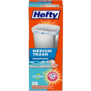 Hefty Medium Trash Bags, Ocean Water Scent, 8 Gallon, 26 Count
