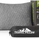 Small Shredded Memory Foam Pillow, Camping Pillow Travel Pillow - Compressible Medium Firm, Breathable Cover, Ideal Backpacking Hiking, Airplane and Car (S-16 X 12 Inch, Grey)