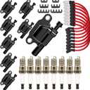8PCS UF413 Square Ignition Coils Pack & Double Iridium Spark Plugs & Spark Plug Wires for Chevy Silverado Express 1500 2500 3500 GMC Sierra Cadillac CTS Escalade 4.3L 4.8L 5.3L 6.0L D510C