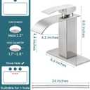 Bathroom Faucets Brushed Nickel Waterfall Bathroom Sink Faucet Modern Single Handle Bathroom Faucet for 1 or 3 Hole Mxier Tap Washbasin Faucet with Deck, Pop-up Drain and Supply Hoses