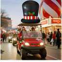 4.27 x 3.94 ft Large Inflatable Christmas Golf Cart Decoration with LED Light Outdoor Black Christmas Blow Ups Santa Hat for Car Golf Cart Decor Xmas Holiday Vehicle Accessories Yard Garden