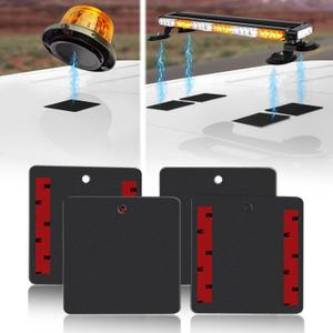 4PC Self-Adhesive Magnetic Mount Pad for Cars Pickup Trucks SUV Aluminum Cabs, for Magnetic Light Mounts, Resistant Black Powdercoat, Ideal for Light Bars, Strobe Beacons, Spot Lights
