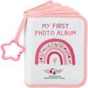 Baby's First Photo Album Soft Cloth Baby Memory Photo Book Holds 17 Photos (46"),Family Keepsake Gift for Newborn,Infant,Toddler,Kids Baby Shower Must-Have,Boho Rainbow