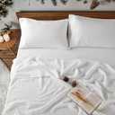 100% Pure Linen Sheet Set Breathable Natural Linen Sheets 4pcs Full Size, Bedding Set Deep Pocket Up to 16" Moisture-Wicking Softens with Every Wash, Relaxed Texture (White Full)