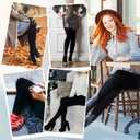 RubyRunk Fleece Lined Tights for Women, Warm Pantyhose leggings Women, Thermal Opaque Tights for Winter (Black)