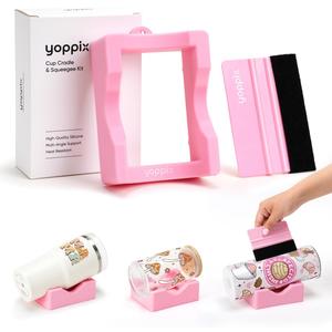 Silicone Cup Cradle, Cup Cradle for Tumblers for Apply UV DTF Decals/Apply Vinyl Decals/Sublimating Tumblers, Hanging Storage for DIY Your Craft (Pink)