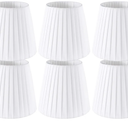 Set of 6 Natural Linen White Clip On Chandelier Lamp Shades For Chandeliers, Wall Lamps, And Other Lighting Fixtures Using E12 Bulbs 4 * 6 * 5 Inch
