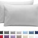 Bare Home Microfiber Pillow Cases - King 20x36 - Cooling Pillowcases - Double Brushed - Easy Care - Envelope Closure (King Pillowcase Set of 2, Cloud Grey)