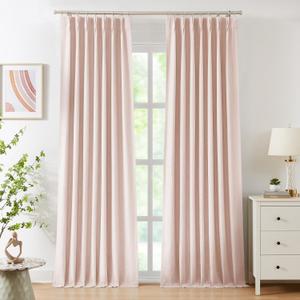 WEST LAKE Pink Bailey Pinch Pleated Full Blackout Window Curtain Panels 95 Inches Length,Modern Textured Drapes for Girls Room, Farmhouse Window Treatment for Bedroom,40" Wx95 Lx2