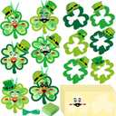 Tinlade 24 Pcs St Patricks Day Crafts Kit Lucky Shamrock Suncatcher Craft Irish Day Window DIY Tissue Paper Suncatcher Decoration Ornament for Classroom St Patricks Party Favor Supplies