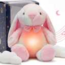 Breathing Stuffed Animal Bunny - 17 Inch Rainbow Anxiety Plush for Kids - Light Up Sleep Aid Toy with Soothing Sound - Calming Stress Relief Easter Gifts