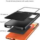 Foluu for Motorola Razr 2024/2025 Case, Leather + Hard PC Shell Ultra Thin Slim Durable Protective Phone Case Cover (Black)