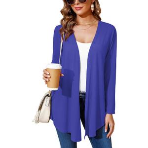 Women's Lightweight Open Front Cardigans Casual Soft Drape Spring Summer Fall Cardigan S-3XL (Blue, S)