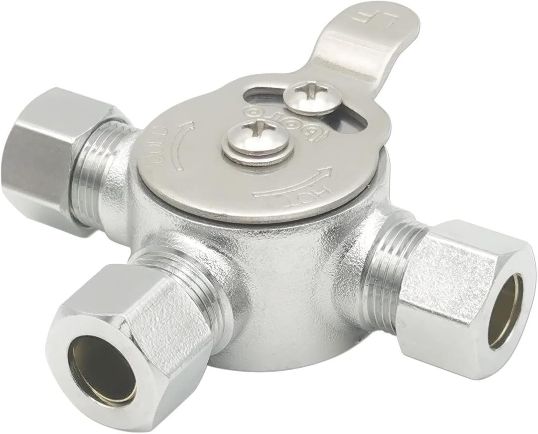 HYDRO MASTER Mechanical Water Mixing Valve, 3/8" Compression Fittings on Inlets and Outlet